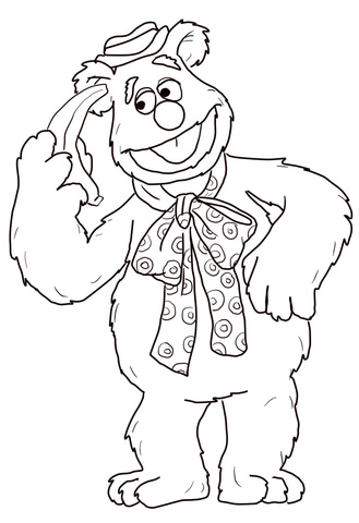 Fozzie Bear With Banana Coloring Page